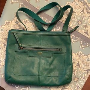 Green leather Fossil brand purse
